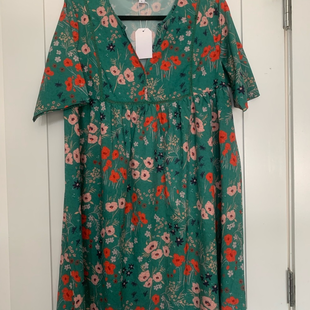 Green Floral Mini Dress never worn!